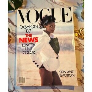 Karen Alexander Black Covergirl Supermodel Vogue Magazine January 1989 VTG RARE